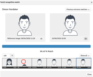 An example of a good facial comparison match in WISEflow