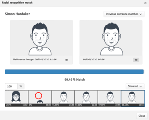 An example of a good facial comparison match in WISEflow