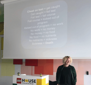 Karin Brennholm joking about the consequences of cheating in an exam at UiT The Arctic University of Norway