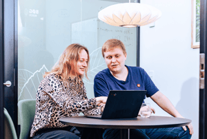 Christian and Dorit working on a project at the UNIwise Aarhus office