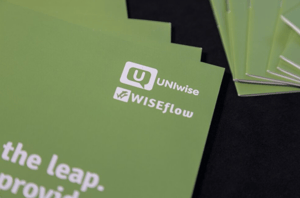 Pamphlet with co-branded UNIwise and WISEflow logos