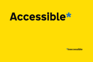 The image displays a bright yellow background with the word 